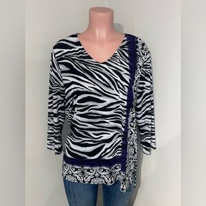 Chico's Black and White Zebra Print Blouse Large(2)